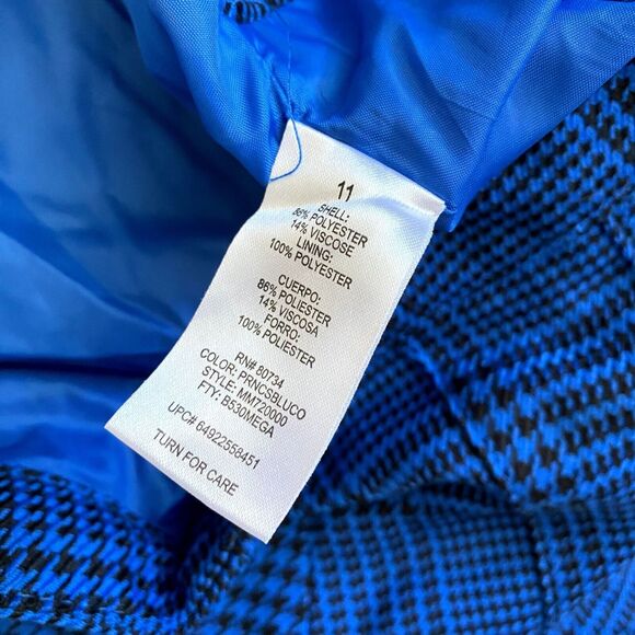 Miley Cyrus Max Azria Size 11 Blue Houndstooth Short Pleated Mini Skirt Buttons - Picture 8 of 8